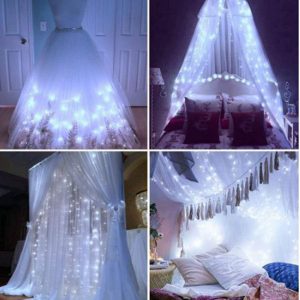 Curtain Light with 8 Modes Control Decoration for Window Home Patio Garden Christmas Indoor Outdoor Decoration, USB Operated, IP64WATERPROOF (9.8ft X 6.5ft) (White)
