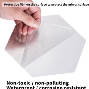 NL Sky Removable Large Size Acrylic Hexagon Mirror Wall Sticker,Self-Adhesive Tiles, 3D Hexagonal, Non-Glass, for Home Bedroom Living Room Decor (6.88 x 6.02 x 3.54 inches)