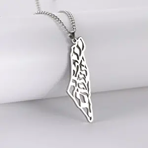 YUANYIRAN Map of Palestine Pendant Necklaces – Charm Arabic Hollow Maps Flag Thin Chain Necklaces, Patriotic Gold Color Map Hip Hop Jewelry for Women Men Party Gift