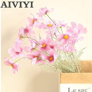 Artificial and Dried Flower 10 Head Cosmos Flower DIY Living Room Floor Display Fake Flower Wedding Scene Decoration Christmas- ( Color: Pink )