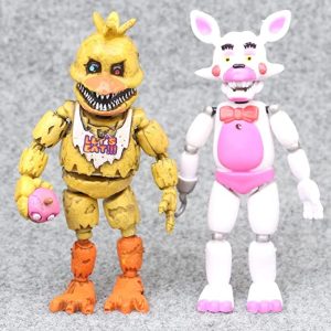 6Pcs 6inch Inspired by FNAF Five Nights at Freddys Toys Version Nightmare Freddy Chica Bonnie Funtime Foxy PVC Lightening Freddy Toys with Movable Joints Toys for Relative Gifts