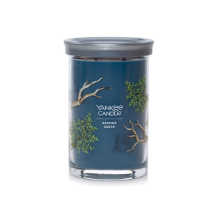 Yankee Candle Bayside Cedar Scented, Signature 20oz Large Tumbler 2-Wick Candle, Over 60 Hours of Burn Time