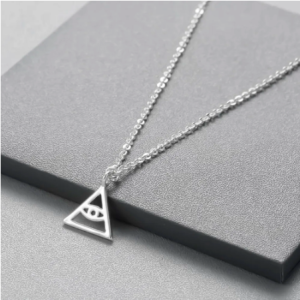 Davitu Kinitial Good Luck Pyramid Evil Eye Hollow Triangle Necklace Chain Protection Pendant Necklaces Gold Jewelry