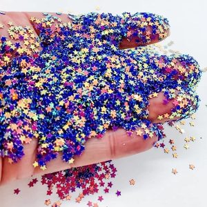 1/2 oz Deep Purple Golden Iridescent Star Holographic Confetti, Colorful Star Confetti Chunky Poly Glitter for Glitter Epoxy Tumblers, Fun Party Confetti, Holographic Confetti