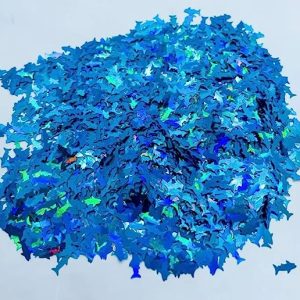1/2 oz Blue Shark Holographic Confetti, Sea Holographic Confetti Chunky Poly Glitter for Glitter Epoxy Tumblers, Fun Party Confetti, Holographic Confetti