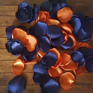 100 pc Fall Wedding Decor, Burnt Orange and Navy Rose Petals, Wedding Flowers, Fall Bridal Shower, Rustic Wedding, Flower Girl, centerpieces.