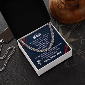 To My Son Necklace From Mom Dad, Boys Baseball Necklace, Boy Cuban Link Necklace, My Baseball Son Gifts Biggest Fan, Gifts For Son From Mom Dad (My Baseball Son, Stainless Steel / Standard Box)