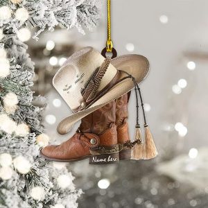 Personalized Acrylic Ornament Cowboy Boots and Hat Ornament Horse Lovers Ornament Cowboy Style Lover Gift Cowboy Cowgirl Ornament