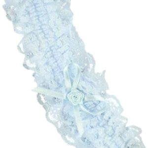 Blue Lace and Ribbon Bow Design Elasticated Garter – Bridal Wedding Accessories by Pritties Accessories