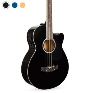 Acoustic Electric Bass Guitar 22-Fret with 4-Band Equalizer Solid Wood Black
