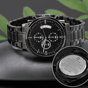Gift for My Son from Dad to My Son This Old Lion Personalized Custom Engraved Stainless Steel Watch and Gift Box, Necklace Gift Message Cards And Gift Box one size