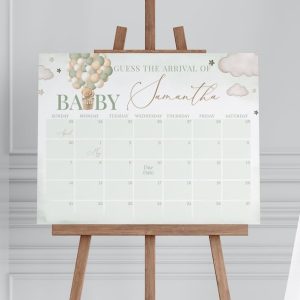 Baby Due Date Calendar Game Sign, Baby Shower Game Sign, Guess Baby’s Birth Date sign, Due Date Game Sign, Personalized Baby Due Date Calendar Game Sign, Baby Due Date Décor #007