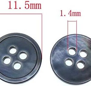 Pukido 50Pcs 1/2″ Black Mother of Pearl Shirt Buttons Natural Shell Buttons Black Iridescent 4 Holes Buttons 11.5mm