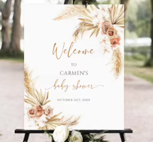 Bridal Shower Welcome Sign, Pampas Grass Bridal Shower Welcome Sign, Minimalist Welcome Sign, Boho Bridal shower poster, Welcome Sign,Q7