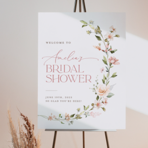 Bridal Shower Welcome Sign Template, Blush Pink Floral Boho Editable Bridal Brunch Sign, Minimalist Welcome Sign, Instant Download, LeahQ1