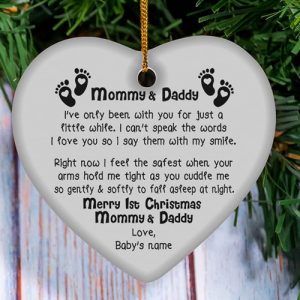 First Baby Christmas Ornaments- As Mommy and Daddy Ornament Dad to Be On Merry 1st Christmas, Round Shape, Ceramic Ornaments