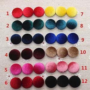 Xucus 50pcs 15mm Velvet Fabric Covered Round Button Flatback Cabochon Decoration Buttons Handmade Scrapbooking DIYBK1045 – (Color: 12 Black)