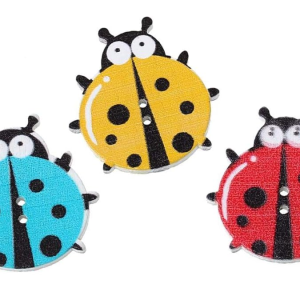 Xucus DoreenBeads Wood Sewing Buttons Scrapbooking Ladybug at Random Two Holes 3cm x 29mm,50 PCs 2017 New