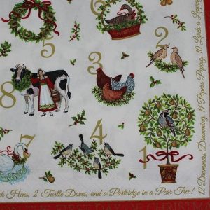 4 Decoupage Lunch Napkins/Twelve Days of Christmas