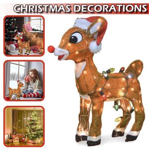 OUTDoo Christmas Light Up Reindeer Outdoor Decoration Garden Yard Figures wiithA