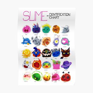 Cute Slime Chart Poster, Rancher Colors Slime Poster, Funny Game Slimes Poster Canvas Trendy Wall Art Home Dorm Room Decor, Gift for Gamer Family or Friends 24×36”