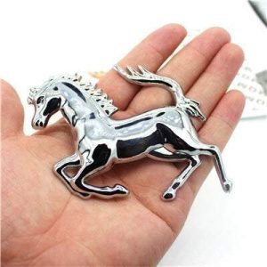 3D Metal Horse Car Window Bumper Body Sticker Badge Emblem Logo Decal Fit for Ferrari – (Color Name: Silver, Style: Turn Left)