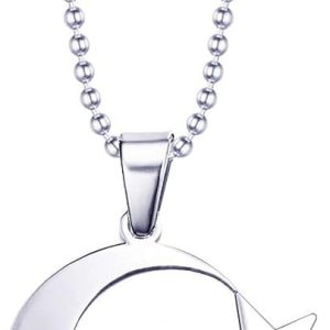 Stainless Steel Crescent Moon Star Necklace Men Women Spiritual Islamic Muslim Amulet Pendant Turkish Religious Jewelry 60Cm