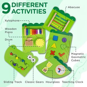 Monläurd® Crocodile Montessori Busy Board,Sensory Board,Educational Toys,Activity Cube,Wall Toys,Daycare Furniture,Playroom Furniture,Interactive Toys,Wooden Toys,Learning Toys,Boys and Girls 6 M+