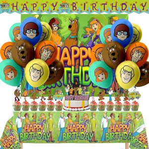 Nelton Adventure Dog Party Supplies Includes Cake Topper, 24 Cupcake Toppers, 20 Latex Balloons, Happy Birthday Backdrop, 1 Table Cloth, 1 Banner…