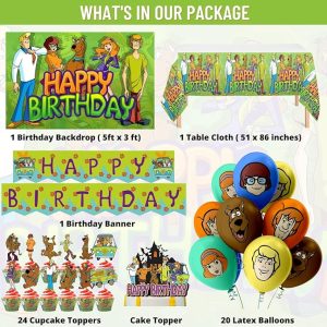 Nelton Adventure Dog Party Supplies Includes Cake Topper, 24 Cupcake Toppers, 20 Latex Balloons, Happy Birthday Backdrop, 1 Table Cloth, 1 Banner…