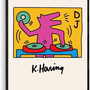 Nationcog Set Of 3 Posters Keith Haring DJ, Keith Haring Love, Flower Dancing Daisy, Gallery Wall Bundle, Custom Design, Gift For Friends, Decor Office (Unframed)