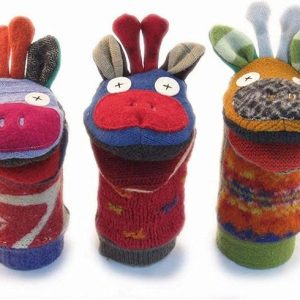 Cate & Levi – Hand Puppet – Premium Reclaimed Wool – Handmade in Canada – Machine Washable (Giraffe)