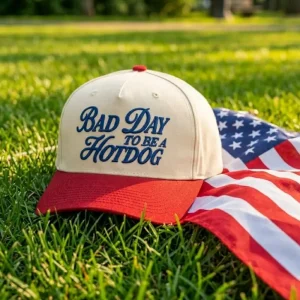 Funny “Bad Day to Be a Hotdog” Hat – 4th of July Trucker Cap, Vintage Americana BBQ Party Wear