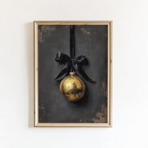 Black and Gold Christmas Ornament Poster